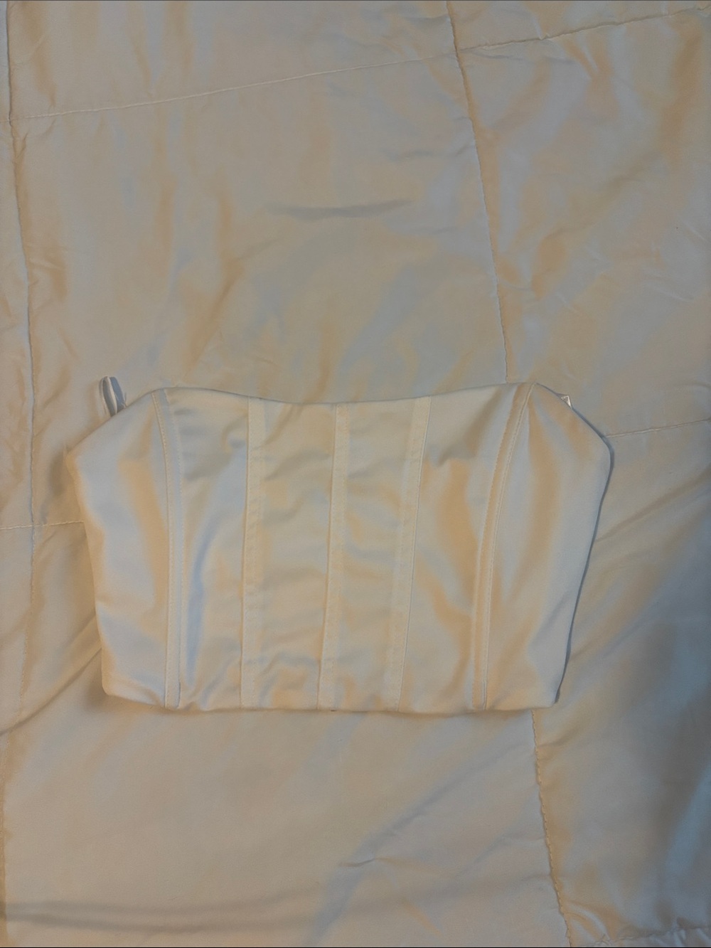 XS SHEIN White Strapless Corset Crop Top